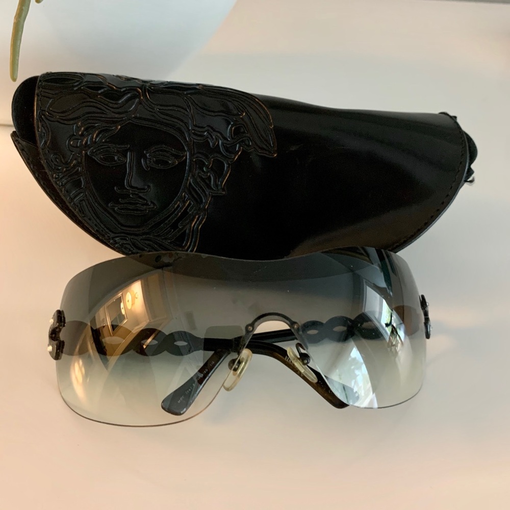 Versace black wraparound sunglasses